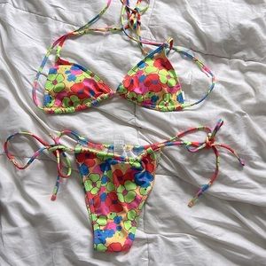 SOLY HUX Women's Floral Print Bikini Sets Halter Tie Side
